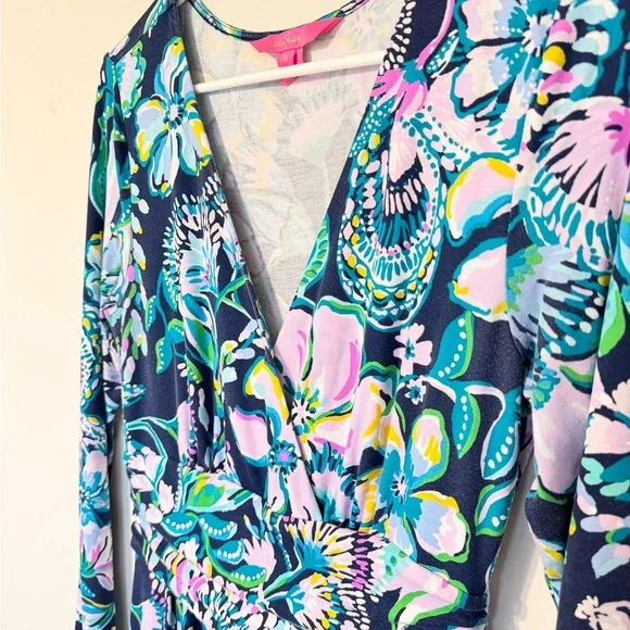 Lilly Pulitzer Montague Long Sleeve Faux Wrap Maxi Dress sz S - Picture 3 of 4